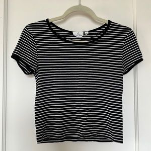 Striped Black and White Cropped Tee